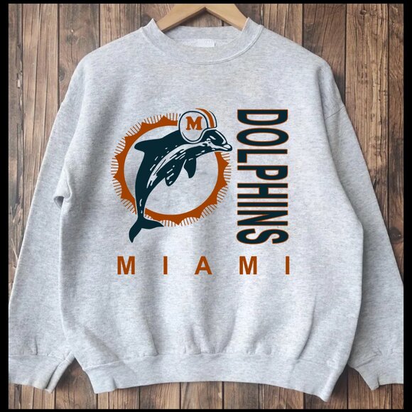 Miami Dolphins Sweatshirt Miami Dolphins football retro style shirt Tee - Picture 1 of 2